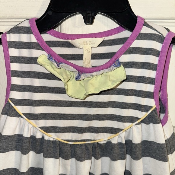 Matilda Jane Girl Size 6 Vanilla‎ Swirl Dress The Adventure Begins Gray Stripes - Picture 3 of 9